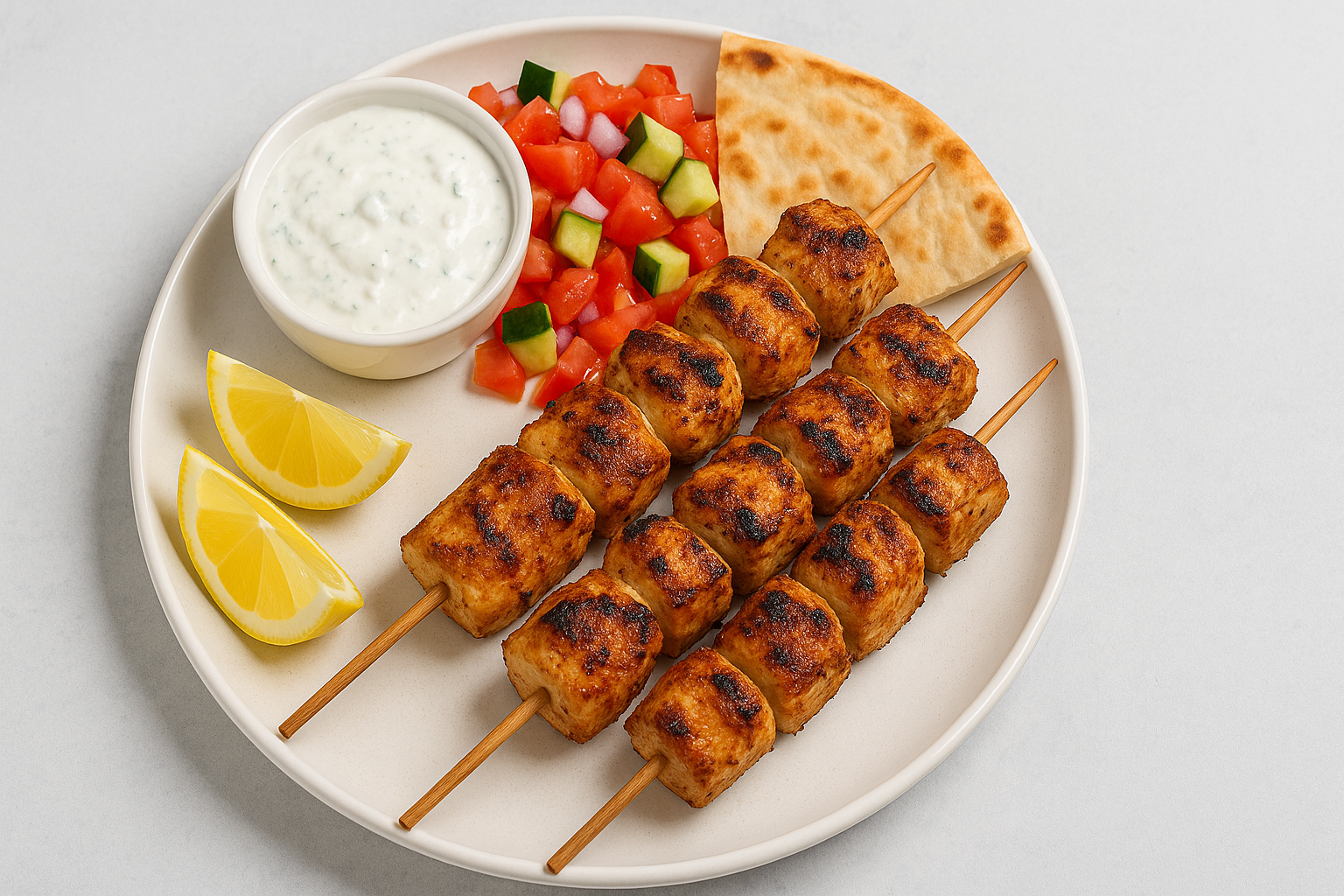Greek Chicken Kebabs with Lemon-Yogurt Marinade – Bebe Size